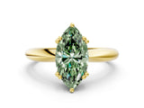 Yellow gold Fancy Green Marquise  Cut Solitaire Engagement Ring with Tapered Band and Four-Prong Setting 1