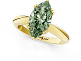 Yellow gold Fancy Green Marquise  Cut Solitaire Engagement Ring with Tapered Band and Four-Prong Setting 2