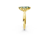 Yellow gold Fancy Green Marquise  Cut Solitaire Engagement Ring with Tapered Band and Four-Prong Setting 3