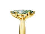 Yellow gold Fancy Green Marquise  Cut Solitaire Engagement Ring with Tapered Band and Four-Prong Setting