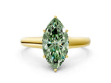 Yellow gold Fancy Green Marquise Cut Solitaire Engagement Ring with Tapered Band and Four-Prong Setting_3