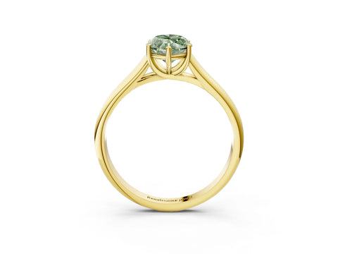 Yellow gold Fancy Green Marquise Cut Solitaire Engagement Ring with Tapered Band and Four-Prong Setting_6