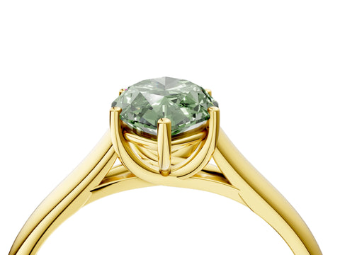 Yellow gold Fancy Green Marquise Cut Solitaire Engagement Ring with Tapered Band and Four-Prong Setting_7