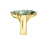 Yellow gold Fancy Green Marquise Cut Solitaire Engagement Ring with Tapered Band and Four-Prong Setting_8