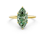Yellow gold Fancy Green Marquise  Cut Solitaire Engagement Ring with Thin Band and Four-Prong Setting_3