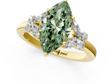 Yellow gold Fancy Green Marquise  Cut Solitaire Floral Diamond Ring with Four-Prong Setting_54