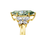 Yellow gold Fancy Green Marquise  Cut Solitaire Floral Diamond Ring with Four-Prong Setting_58