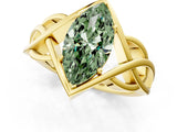 Yellow gold Fancy Green Marquise Cut Solitaire Intertwined Band Prong Setting Ring_1
