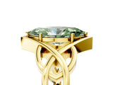 Yellow gold Fancy Green Marquise Cut Solitaire Intertwined Band Prong Setting Ring_5