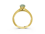 Yellow gold Fancy Green Marquise Cut Solitaire Milgrain Engraved Band with Four-Prong Setting_3