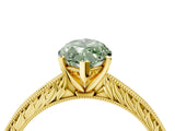 Yellow gold Fancy Green Marquise Cut Solitaire Milgrain Engraved Band with Four-Prong Setting_4