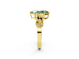 Yellow gold Fancy Green Marquise Cut Solitaire Milgrain Leaf Band with Prong Setting_2