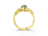 Yellow gold Fancy Green Marquise Cut Solitaire Milgrain Leaf Band with Prong Setting_3