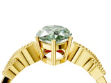 Yellow gold Fancy Green Marquise Cut Solitaire Milgrain Leaf Band with Prong Setting_4