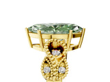 Yellow gold Fancy Green Marquise Cut Solitaire Milgrain Leaf Band with Prong Setting_5