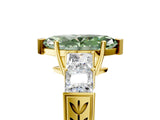 Yellow gold Fancy Green Marquise Cut Solitaire Princess Side Stone Engraved Band Prong Setting Ring_5