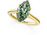 Yellow gold Fancy Green Marquise  Cut Solitaire Ring with Cathedral Band and Four-Prong Setting_82