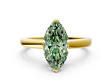 Yellow gold Fancy Green Marquise  Cut Solitaire Ring with Four-Prong Setting and Classic Band_44