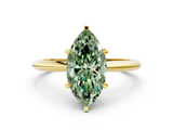 Yellow gold Fancy Green Marquise  Cut Solitaire Ring with Four-Prong Setting on a Classic Band_45