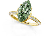 Yellow gold Fancy Green Marquise Cut Solitaire Split Shank Pave Diamond Engagement Ring with Four-Prong Setting_1