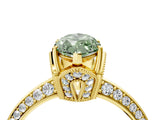 Yellow gold Fancy Green Marquise Cut Solitaire Split Shank Pave Diamond Engagement Ring with Four-Prong Setting_28