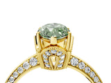 Yellow gold Fancy Green Marquise Cut Solitaire Split Shank Pave Diamond Engagement Ring with Four-Prong Setting_4