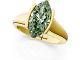 Yellow gold Fancy Green Marquise Cut Solitaire Tension Set Diamond Ring with Split Shank Band_1