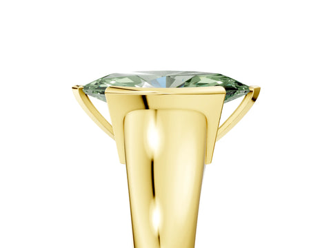 Yellow gold Fancy Green Marquise Cut Solitaire Tension Set Diamond Ring with Split Shank Band_5