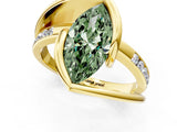 Yellow gold Fancy Green Marquise Cut Solitaire Tension-Set Diamond Split Shank Ring_1