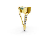Yellow gold Fancy Green Marquise Cut Solitaire Tension-Set Diamond Split Shank Ring_2