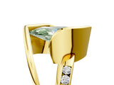 Yellow gold Fancy Green Marquise Cut Solitaire Tension-Set Diamond Split Shank Ring_5