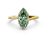 Yellow gold Fancy Green Marquise  Cut Solitaire Twist Band Ring with Four-Prong Setting_23