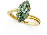 Yellow gold Fancy Green Marquise  Cut Solitaire Twist Band Ring with Four-Prong Setting_24