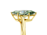 Yellow gold Fancy Green Marquise  Cut Solitaire Twist Band Ring with Four-Prong Setting_28