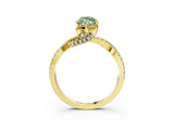 Yellow gold Fancy Green Marquise Cut Solitaire Twist Pave Diamond Engagement Ring with Prong Setting_3
