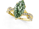 Yellow gold Fancy Green Marquise Cut Solitaire Twist Pave Diamond Engagement Ring with Prong Setting_37