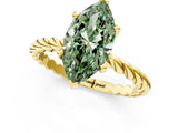 Yellow gold Fancy Green Marquise  Cut Solitaire Twisted Band with Four-Prong Setting_75