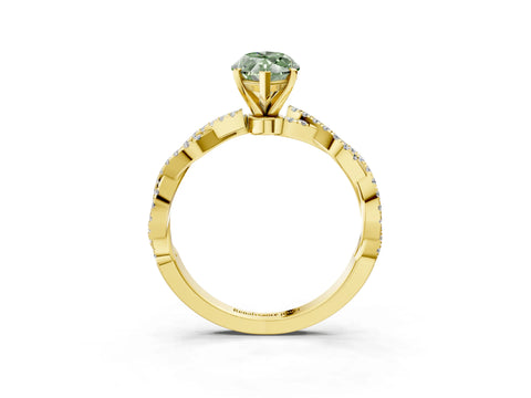 Yellow gold Fancy Green Marquise Cut Solitaire Twisted Pave Band with Four-Prong Setting_6