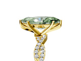 Yellow gold Fancy Green Marquise Cut Solitaire Twisted Pave Band with Four-Prong Setting_8