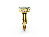 Yellow gold Fancy Green Marquise  Cut Three-Stone Channel Set Ring with Bar Prongs_61