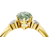 Yellow gold Fancy Green Marquise  Cut Three-Stone Channel Set Ring with Bar Prongs_63