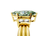 Yellow gold Fancy Green Marquise  Cut Three-Stone Channel Set Ring with Bar Prongs_64