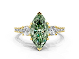 Yellow gold Fancy Green Marquise  Cut Three-Stone Diamond Pavé Band with Prong Setting_14