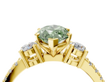 Yellow gold Fancy Green Marquise  Cut Three-Stone Diamond Pavé Band with Prong Setting_18