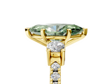 Yellow gold Fancy Green Marquise  Cut Three-Stone Diamond Pavé Band with Prong Setting_19