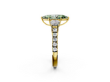 Yellow gold Fancy Green Marquise  Cut Three-Stone Diamond Pave Band with Prong Setting_39