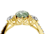 Yellow gold Fancy Green Marquise  Cut Three-Stone Diamond Pave Band with Prong Setting_41