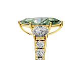 Yellow gold Fancy Green Marquise  Cut Three-Stone Diamond Pave Band with Prong Setting_42