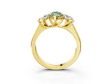 Yellow gold Fancy Green Marquise Cut Three-Stone Diamond Ring with Prong Setting on a Classic Band_15