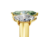 Yellow gold Fancy Green Marquise Cut Three-Stone Diamond Ring with Prong Setting on a Classic Band_17